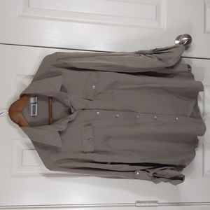 Chico's Design Brown Silk Button Up Top Size XL/16